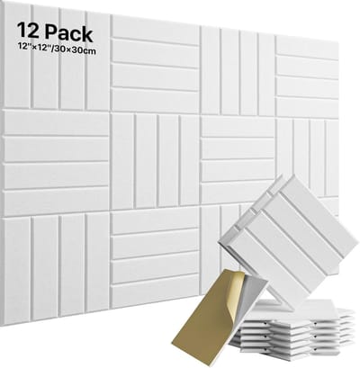 Famanu - 12 akoestische panelen zelfklevend geluidsisolatie voor studio’s 30x30cm zwart