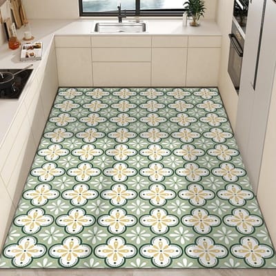 PVC Afwisbare Balkonmat Antislip Oliebestendig Keukenkleed Verfrissende Tapijten voor Woonkamer Anti-vuil Leren Vloerkleden voor Slaapkamer 50x120cm 19.6x47.2in