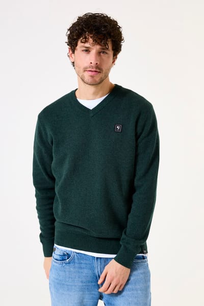 GARCIA Heren Effen Trui Groen Lange mouw