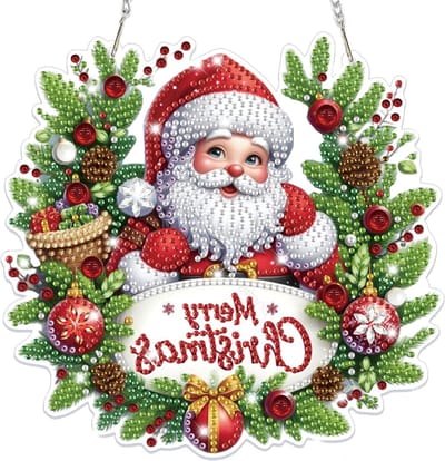 Kerst Diamant Schilderij Hanger, 5D Raamdecoratie voor Volwassenen en Kinderen, Creatieve Ambachtset voor Wreaths en Deurdecoratie