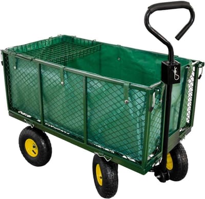 Stabiele Tuinkar met Rooster en Luchtbanden - Transportwagen voor Huis, Tuin en Camping, Tot 550 kg
