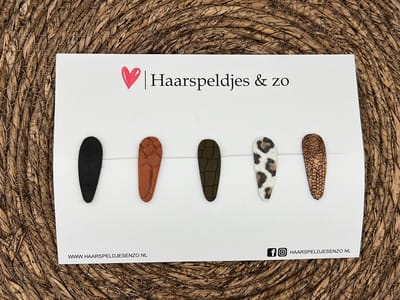 Haarspeldjes 'Lott' setje 4 - speldje met imitatieleer - 4 cm speldjes