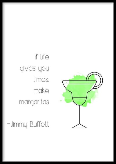 Poster Margaritas - 30x40 cm Met Fotolijst - Cocktail Poster - Ingelijst - WALLLL