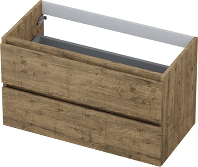 INK Wastafelonderkast - 90x45x52cm - 2 lades - greeploos - houten keerlijst - MFC Naturel eiken