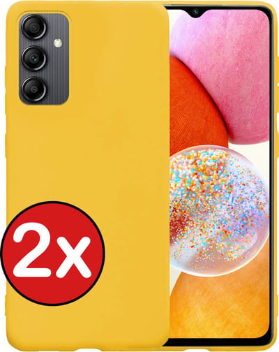 Hoesje - 2 Stuks - Geschikt voor Samsung Galaxy A14 - Sterk & Shockproof - Telefoonhoes - Back Cover - Case Siliconen - Telefoon Hoes - Geel