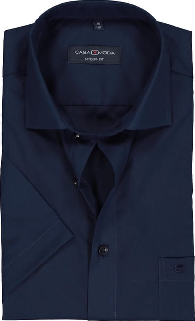 CASA MODA modern fit overhemd - korte mouw - donkerblauw - Strijkvriendelijk - Boordmaat: 38 (EU maat: S)