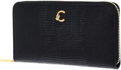 COCCINELLE Leren portemonnee C-Me Lizard Wallet Noir zwart