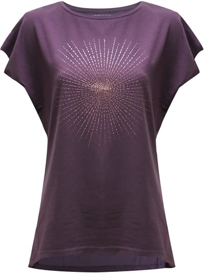 Yoga-T-Shirt Batwing „sunray“ - berry/copper
