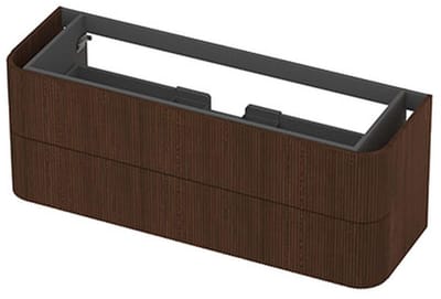 INK - Afgeronde Onderkast Fineer 2 Laden Softclose met Gefreesd Front Tbv Grepen - 1400x450x520 Mm - Shadow Veneer