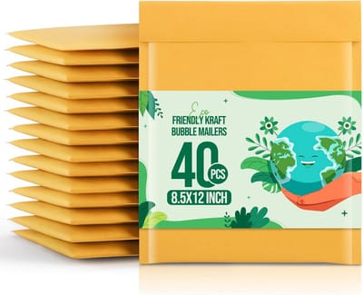 Kraft Bubble Mailers 20 x 30 cm - 40 Pack, Sterke Hechting Gewatteerde Enveloppen, Zelfsluitende Bubbelenveloppen voor Kleine Bedrijven