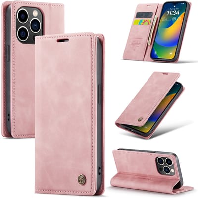 Casemania Hoesje voor Apple iPhone 15 Pro - Pale Pink - Dunne Portemonnee Book Case - Slim Wallet Case met Pasjeshouder