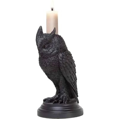 Gotische Kaarsenhouder Hars Figuur Kandelaar Standaard Woondecoratie Accessoire Feestdag Decoratie Uil Owl black