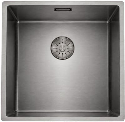 Pure.Sink Comfort PVD Gun metal spoelbak 40x40 cm 10mm radius onderbouw, vlakbouw en opbouw PCM4040-61