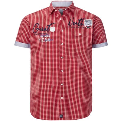 Jan Vanderstorm herren Overhemd Met Korte Mouwen - 43/44 - rood - Plus Size