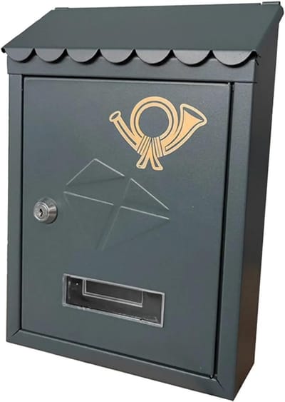 Wandbrievenbus Decoratie - Brievenpost Houder - Buiten Ontvangen - Metalen Versiering - 21.5x7x30cm - Grijs
