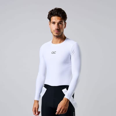 Acelera Base Layer Lang - Thermo Ondershirt Lange Mouw - Fietsondergoed Heren - Fietsshirt Lang - Fiets Ondershirt - Wit - Heren - Maat M