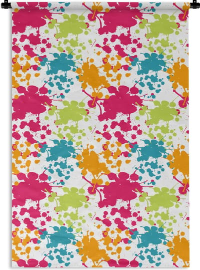 Wandkleed - Wanddoek - Patronen - Verf - Regenboog - 120x180 cm - Wandtapijt
