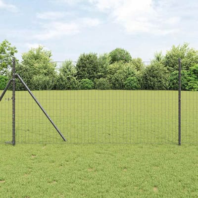 vidaXL - Euro-hek - met - grondbevestiging - 10 - x - 1 - m - PVC-Coated - Staal - Grijs
