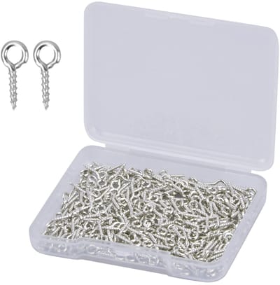 300 stuks schroefogen, 10 mm oogschroeven, mini door haken, oogschroeven, kleine schroeven, ogen voor doe-het-zelf knutselprojecten, sieraden maken, woondecoratie, zilver