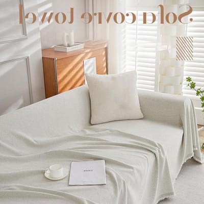 Bankhoes Chenille - Plaid Sofa - Bank Beschermen - Visgraat Patroon - 180 x 300 cm - Koffie