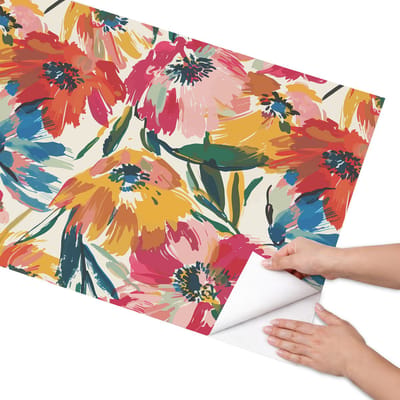 Coloray Meubel Wrap Folie - Geel Meubelfolie - 65x130 cm - Wrapfolie Keuken Kleurrijke caleidoscoop - Decoratiefolie - Schilderachtig Meubelfolie - Meubel Wrap Folie - Woonkamer decoratie - Bloemen en planten