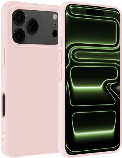 Hoesje Geschikt voor iPhone 17 Pro / 18 Pro - Sterk & Shockproof - Hoes Cover - Siliconen Case - Lichtroze