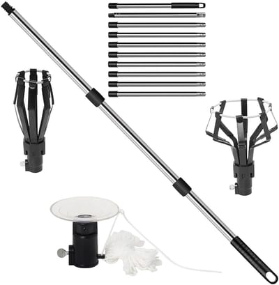 Lampenwissel Gereedschap - Uittrekbare Stang - Lampen Vervangen - Met Zuignap - 4 Meter Uittrekbaar - Zilver
