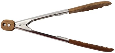 Dailygoods- Voedseltangen Houten - Roestvrij Staal - Multifunctionele Keuken - BBQ/Salade - Draagbaar - 9 Inch - Keukentangen