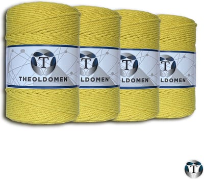 Macramé Koord | Bundelkorting | 800 meter | Lemon Yellow | 100% Katoen | Macramé | Macramé Touw | 3mm | Triple Twist | Plantenhanger | Dromenvanger | Wandkleed | Weven | Knopen | Breien | Haken | DIY | TheOldOmen |