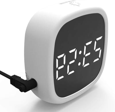 Digitale Reiswekker - Slaaptimer Klok - Wakker Worden - Dimbaar Scherm - 85x30x85MM - Wit