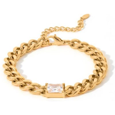 Bracelet - LUXENTER - Baelah - Finition or jaune 18 carats - Acier hypoallergénique - Zircone cubique jaune