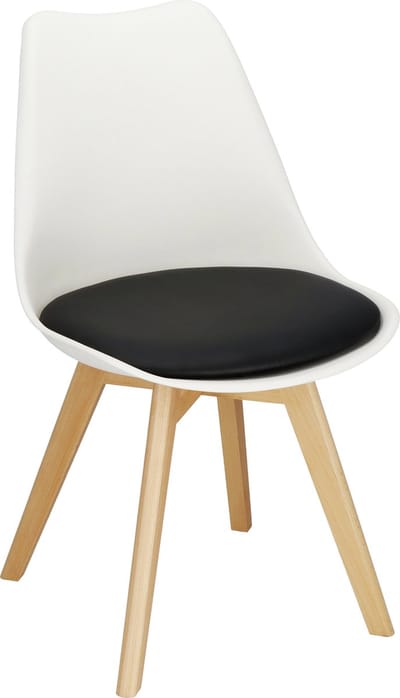 Springos Eetkamerstoel - Gestoffeerd - Wit Zwart - 82 x 44,5 x 41 CM