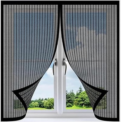 Muggengaas Raam - Insectenhor - Ongedierte Buiten - Automatische Sluiting - 125 x 150 cm - Zwart