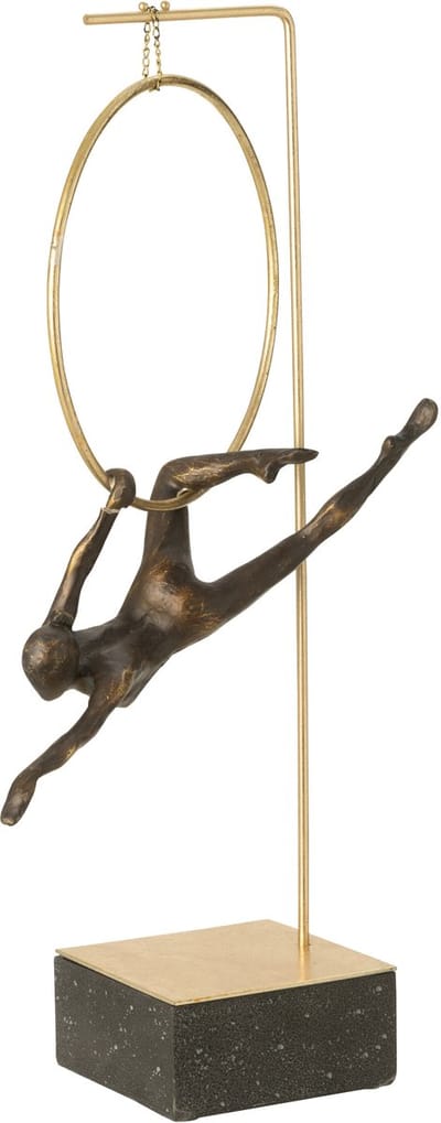 J-Line decoratie Gymnast Hoepel Gamma - polyresin - zwart/goud