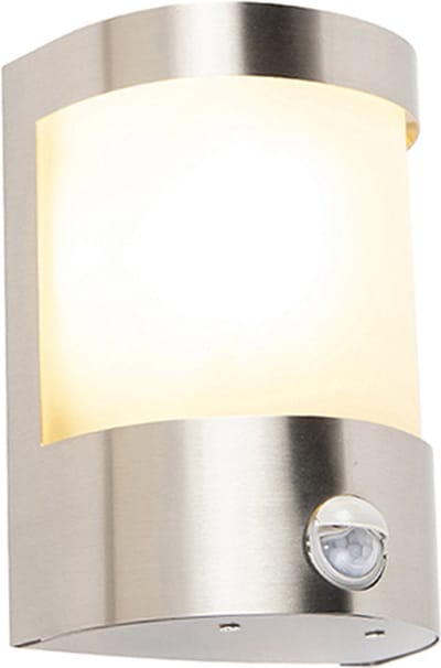 QAZQA mira - Moderne Buitenlamp met Bewegingsmelder | Bewegingssensor | sensor voor buiten - 1 lichts - D 100 mm - Staal - Buitenverlichting