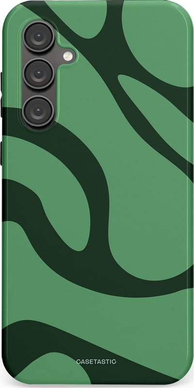 Casetastic hoesje geschikt voor Samsung Galaxy S23 FE - Dubbellaagse bescherming - Khakigroene Bos Blobs - Fashion Case - Saliegroen Donkergrijs