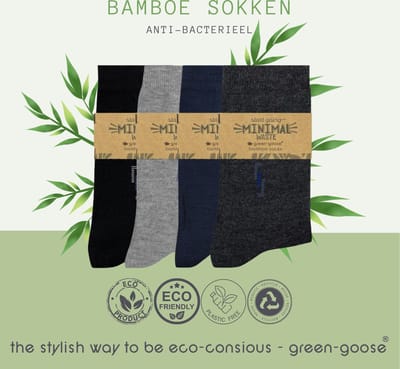 green-goose® Luxe Bamboe Sokken | 4 Paar | Mix | 39 - 42 | 80% Bamboevezel | Zacht en Duurzaam