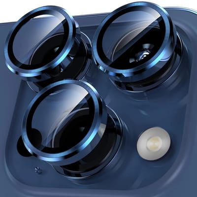 Camera lens beschermer Geschikt voor: iPhone 16 Pro - Premium HD Clear Tempered Glass Lens Cover Protector [Case Friendly] Blauw