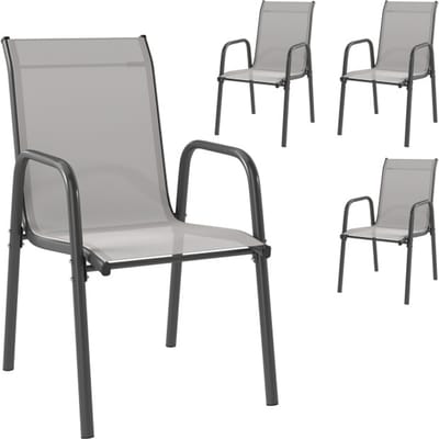 4goodz 4 stuks Comfortabele tuinstoelen - stapelbaar - Grijs