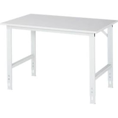 Rau ESD-werktafel Tom, handmatig in hoogte verstelbaar, 28 mm spaanplaat met melamine coating, tot 500 kg, B 1250 x D 800 x H 760-1080 mm, lichtgrijs