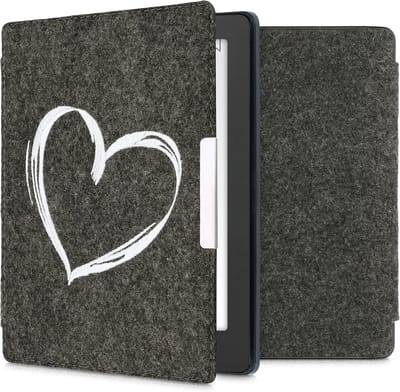E-reader beschermhoes compatibel met Kobo Aura H2O - Stevige flip cover in wit/donkergrijs