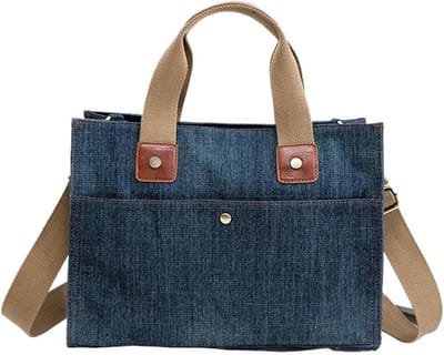 Denim Tas - Schoudertas Dames - Dagelijks Gebruik - Zacht En Ademend - 28.5 cm Breed - Blauw