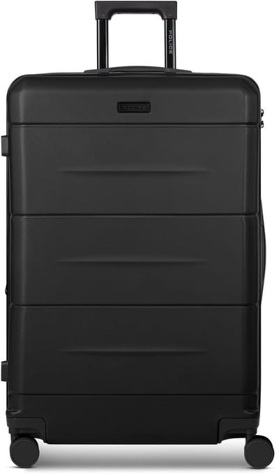 Police London 4 wielen Trolley 74 cm met uitbreidingsplooi - Harde bagage - Combinatieslot - deep black