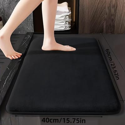 Polyester Tapijtmat met Geometrisch Patroon- Multifunctionele Antislip Badmat met Sterke Waterabsorptie en Machinewasbaar voor Douche, Badkuip 40cm * 60cm zwart