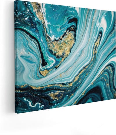 Artaza Canvas Schilderij Marmer Goud - 50x40 cm - Muurdecoratie Abstract - Wanddecoratie Woonkamer - Kamer Accessoires
