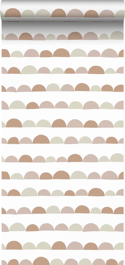 ESTAhome behang grafisch motief oudroze en terracotta - 53 cm x 10.05 m - 139266