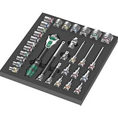 WERA gereedschapmodule 9722, 31-delig, met schuimrubberen inzet, Zyklop 8000 C ratelset, water- & olieafstotend, BxHxD 344x51x392 mm