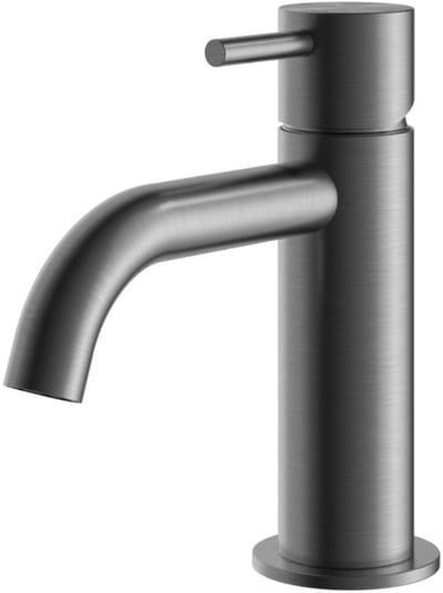 Hotbath Archie - Wastafelmengkraan - zonder Waste - Laag - Geborsteld Gunmetal PVD - Opbouw - Messing - V01