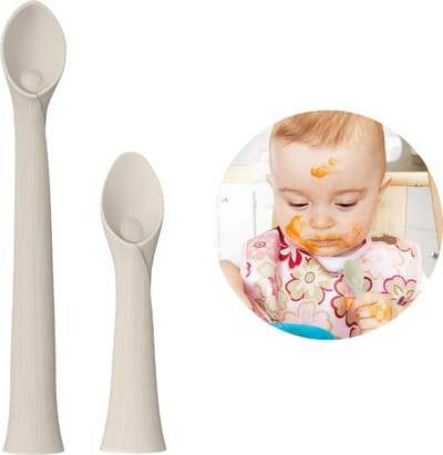 Broemba Baby Lepel met zuignap - 100% siliconen Oefenlepel + Hulplepel - Baby Bestek - Baby Lepeltjes - 2 stuks