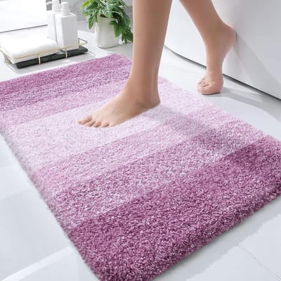 BOTC Badmat - Antislip - 80x50cm - Absorberende Badmat - Douchemat - Toiletmat - Roze/Wit